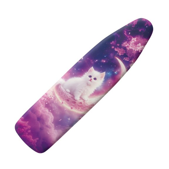 Kuiaobaty Heavy Duty Ironing Board Cover Heatproof Ironing Board Protective Covers Scorch Resistant with 3 Fasteners 15 x 54 Inches Home Decoration, Galaxy Moon Cat Peach Blossom