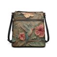 thumbnail image 1 of Kuiaobaty Hibiscus Print Crossbody Bag for Women, Hummingbird Print Casual Vegan Leather Shoulder Handbag with Strap, Zipped Pockets Messenger Purse Crossbody for Travel, Green, 1 of 7