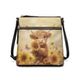 thumbnail image 1 of Kuiaobaty Highland Cow Print Crossbody Bag for Women, Sunflower Butterfly Print Vegan Leather Sling Handbag with Adjustable Strap, Lightweight Shoulder Purse Crossbody for Travel, 1 of 7