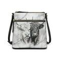 thumbnail image 1 of Kuiaobaty Highland Cow Print Crossbody bag for Women, Marble Print Portable Leather Satchel Purse with Adjustable Strap, Waterproof Sturdy Hobo Handbag Crossbody for Travel, 1 of 7