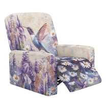 Kuiaobaty Hummingbird Daisy Print Recliner Chair Cover Large Lavender Reclining Sofa Slipcover Stretch Furniture Protect Cover Durable Reclining Slipcover with Elastic Bottom for Pets Kids