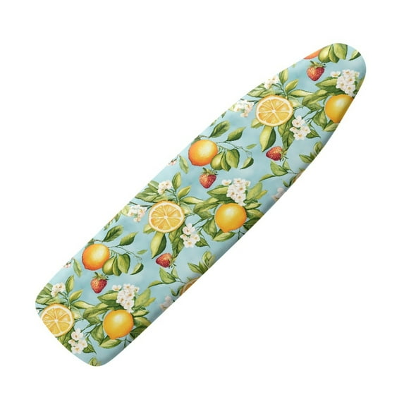 Kuiaobaty Ironing Board Cover Soft Heavy Duty Iron Covers Protective Scorch Polyster Standard Size 15 x 54 Inch for Ironing Board Home Decor, Lemon Flower Strawberry Pattern