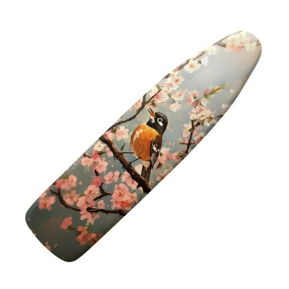 Kuiaobaty Ironing Board Cover Table Top Home Decoration Non Stick Scorch and Stain Resistant Iron Dust Cover Standard Size 15 x 54 Inch, Oil Painting American Robin Peach Blossom