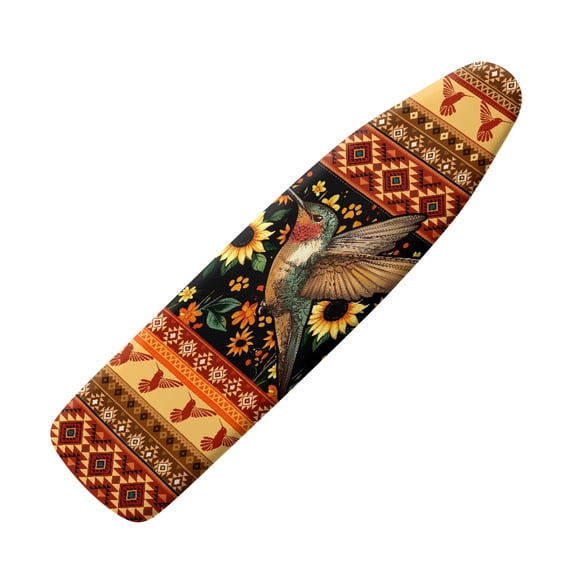 Kuiaobaty Ironing Board Cover with Elastic Edge Resist Scorching Ironing Board Protector Standard Size, Hummingbird Aztec Sunflower
