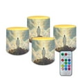 thumbnail image 1 of Kuiaobaty Jesus Cross Pattern Waterproof Flameless LED Battery Votive Candles with Remote for Wedding Beach Party Decor 4 Packs Pillar Fake Candles with Colored Light, 1 of 7