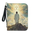 thumbnail image 1 of Kuiaobaty Jesus Cross Print Faux Leather Bible Cover for Men Women Waterproof Christian Bible Case with Handle and Wristlet Strap, Multifunctional Carrying Book Case Handbag, L, 1 of 7