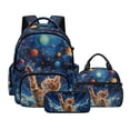 thumbnail image 1 of Kuiaobaty Kids Backpack Set of 3 Large Capacity Backpack and Lunch Box Set with Cup Holder Roomy Sturdy Bookbag with Pencil Case with Zipper for School Hiking, Cat Stars Planet Print, 1 of 7