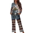 thumbnail image 1 of Kuiaobaty Knight Otter Grunge American Flag Pajamas Set for Women Long Sleeve Sleepwear Nightwear Pjs Sets Soft Lounge Set Button Up Tops and Bottoms with Pocket, 3XL, 1 of 7