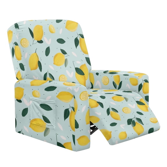 Kuiaobaty Lemon Pattern Recliner Couch Cover Stretch Reclining Sofa Slipcover Breathable Recliner Chair Cover Large Washable Reclining Slipcover with Pocket for Living Room