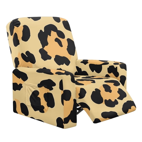 Kuiaobaty Leopard Pattern Reclining Slipcover Breathable Recliner Couch Cover Easy Replacement Reclining Sofa Slipcover Washable Recliner Chair Cover with Side Pocket for Living Room