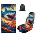 thumbnail image 1 of Kuiaobaty Lightning Shark Print Car Seat Towel Cover After Gym 60 x 33 Inch Car Seat Cover Towels Front Seats with Storage Bag Absorbent Microfiber Towels, Easy to Install and Clean, 1 of 7