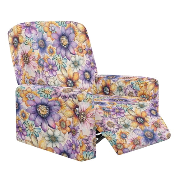 Kuiaobaty Mandala Flower Pattern Recliner Chair Cover Easy Replacement Reclining Sofa Slipcover Breathable Reclining Slipcover Durable Recliner Couch Cover with Side Pocket for Pets