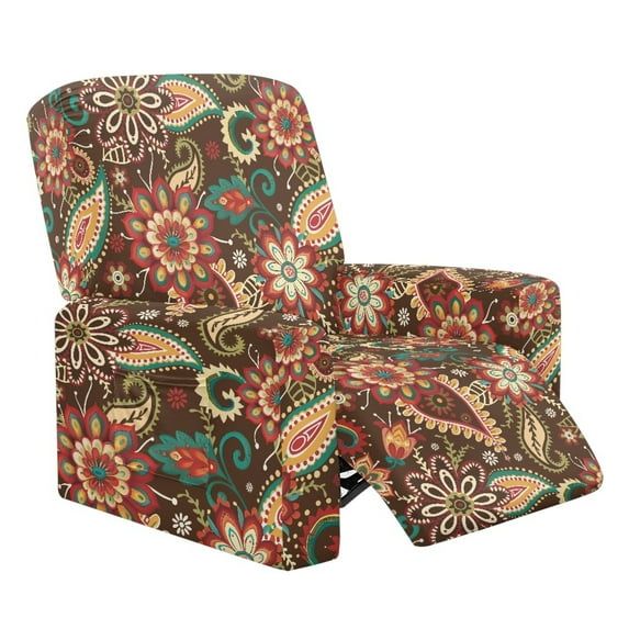 Kuiaobaty Mandala Paisley Print Reclining Sofa Slipcover with Elastic Bottom Easy Replacement Recliner Chair Cover Breathable Reclining Slipcover Washable Recliner Couch Cover for Living Room