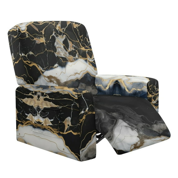 Kuiaobaty Marble Pattern Reclining Sofa Slipcover Durable Recliner Chair Cover Breathable Reclining Slipcover Washable Recliner Couch Cover with Elastic Bottom for Living Room