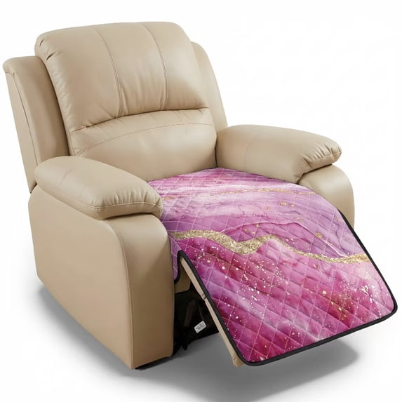 Kuiaobaty Marble Print Anti-Slip Reclining Sofa Cushion Slipcover, Comfort Quilted Armless Recliner Chair Cover, Waterproof Furniture Protector for Pets