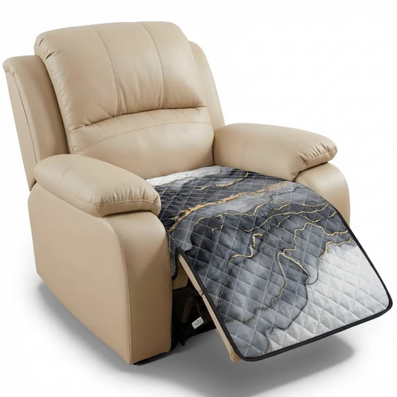 Kuiaobaty Marble Print Reclining Sofa Cushion Cover, Anti-Slip Armless Seat Cushion Slipcover, Machine Washable Quilted Furniture Protector for Home, Office