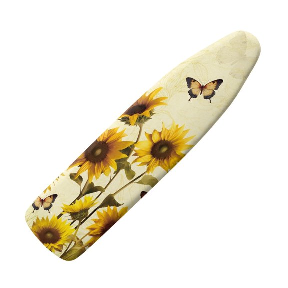 Kuiaobaty Non-Slip Ironing Board Cover Retro Sunflower Butterfly Pattern Universal Stretchy Cover with Elasticized Edges and Hook and Loop Fastener Strap for Friends Home Decoration