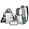 thumbnail image 1 of Kuiaobaty Octopuses Print Clear Backpack and Lunch Bag Set for Boys Girls Hibiscus Printed Clear Backpack and Pencil Case with Zipper Monstera Print Bookbag with Lunch Box for School, 1 of 5
