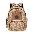 thumbnail image 1 of Kuiaobaty Orange Capybara Print Backpack for Girls Boys 17 Inch Backpack with Cup Holder Lightweight School Bag for School, Beige, 1 of 7