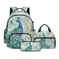 thumbnail image 1 of Kuiaobaty Peacock Flower Print Backpack and Pencil Case Set for Kids 8-12 Roomy Casual Backpack with Lunch Box Large Capacity Bookbag and Lunch Bag with Bottle Holder for School Travel, 1 of 7