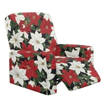 Kuiaobaty Poinsettia Print Recliner Chair Cover for Large Recliner Christmas Breathable Reclining Sofa Slipcover Durable Lazy Boy Chair Cover Washable Reclining Slipcover with Pocket for Pets