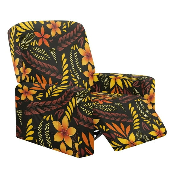 Kuiaobaty Polynesian Flower Print Reclining Sofa Slipcover Stain Resistant Recliner Couch Cover with Pocket Thick Reclining Slipcover Breathable Recliner Chair Cover for Pets Kids