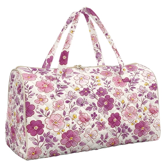 Polyester Cloth Backpack Kuiaobaty Purple Watercolor Floral Quilted Tote Duffle Bag for Workout ...