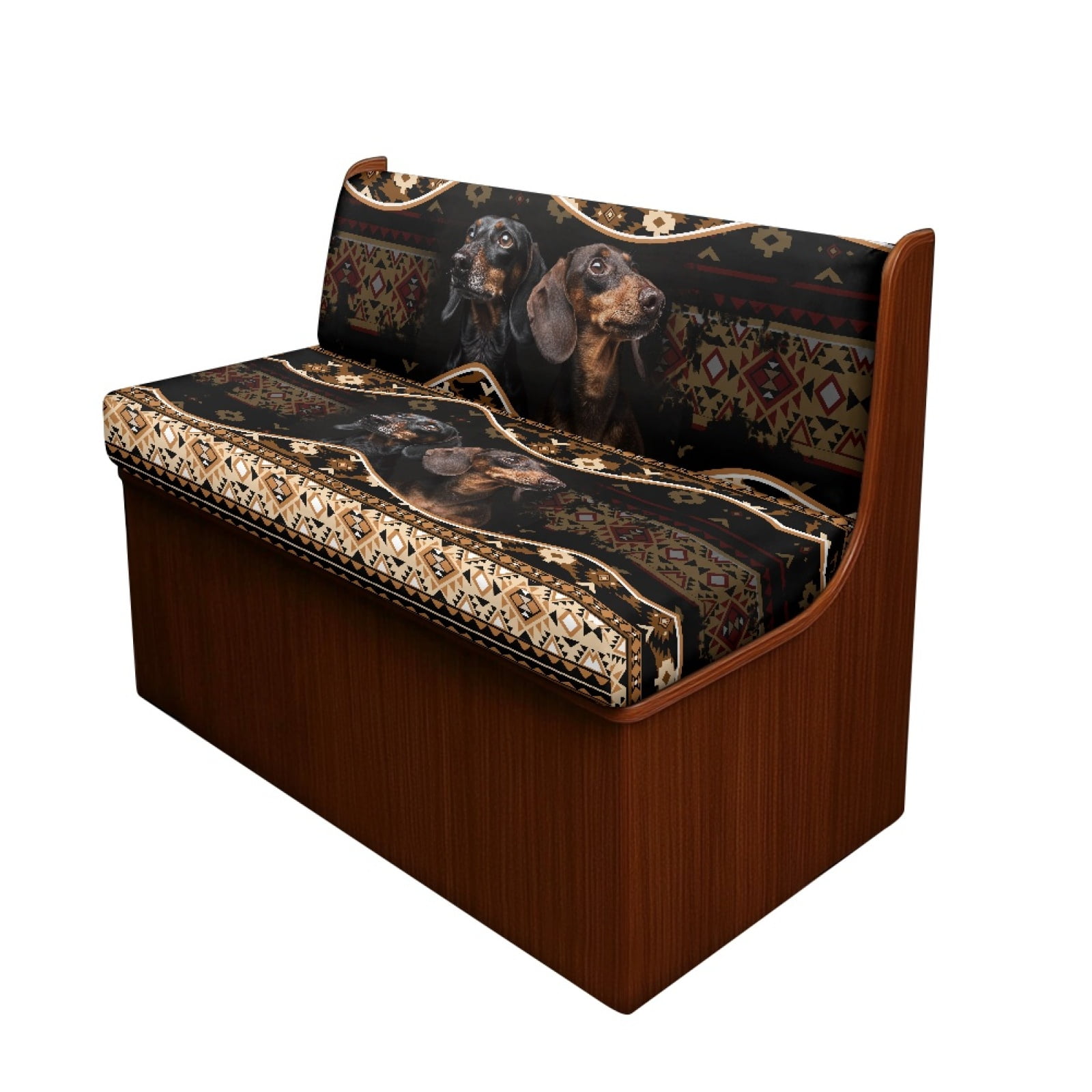 Kuiaobaty RV Dinette Cushions Covers Camper Cushion Slipcovers with 1 Backrest Cover & 1 Bench Cove for RV Sofa Slipcovers Accessories, American Tribal Dachshund Dog Pattern