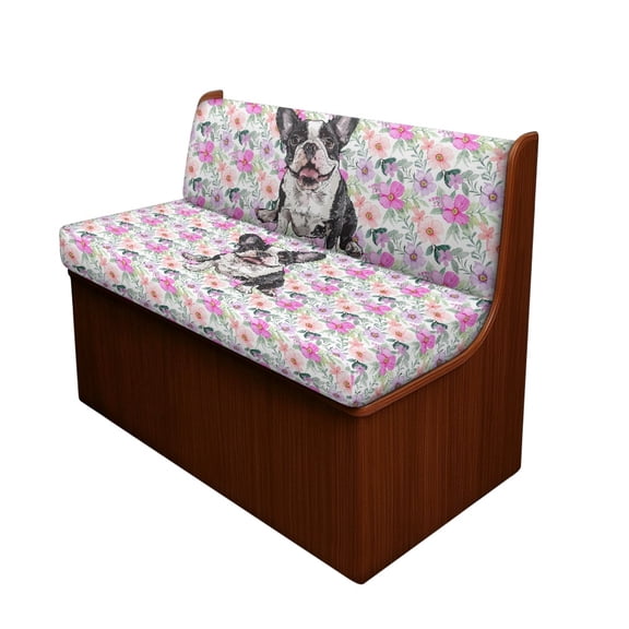 Kuiaobaty RV Dinette Cushions Covers Easy to Install Stretch Camper Cushions Cover RV Dinette Seat Covers Sofa Slipcovers Fit Most RV, Retro Floral Boston Terrier Dog Pattern