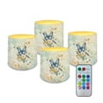 thumbnail image 1 of Kuiaobaty Retro Butterfly Peach Blossom Pattern 4 Packs Flickering Flameless LED Battery Candles Waterproof Pillar Fake Candles with Colored Light Remote for Wedding Beach Party Decor, 1 of 7