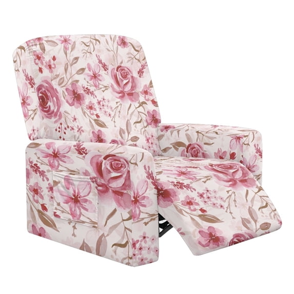 Kuiaobaty Rose Pattern Recliner Chair Cover for Large Recliner Heavy Duty Reclining Sofa Slipcover Breathable Reclining Slipcover with Elastic Bottom for Living Room