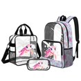 thumbnail image 1 of Kuiaobaty Sea Turtle Print Clear Backpack Set for Girls Coral Print Clear Backpack and Lunch Bag Set with Side Pockets Heavy Duty PVC Bookbags with Pencil Case for School, 1 of 5
