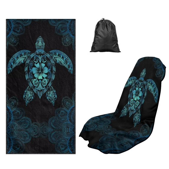 Kuiaobaty Sea Turtle Print Towel Car Seat Covers Front Seats Hibiscus Print Front Seat Covers for SUV Truck Sedan Van Sweat Absorption Sports Towels, Beach Towel, Running Towels