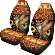 Kuiaobaty Set of 2 Car Front Seat Cover for Vehicle Automotive Seat Covers High Bucket Seat Protector Universal Fit Car Sedan Van Truck, American Tribal Hummingbird Sunflower Pattern