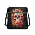 thumbnail image 1 of Kuiaobaty Skull Lotus Print Crossbody Bag for Women, Day of The Dead Vegan Leather Shoulder Handbag Crossbody, Lightweight Travel Sling Purse with Adjustable Strap for Halloween, 1 of 7