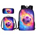 Kuiaobaty Soccer Fire Pattern 3 Pcs School Backpack Set with Lunch Box