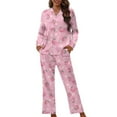 thumbnail image 1 of Kuiaobaty Strawberry Daisy Pattern Women Pajamas Set 2 Pieces Button Down Sleepwear and Pants Housewear Nightwear Lounge Sets Comfy Pjs Set for Ladies Girls, Pink, 4XL, 1 of 7