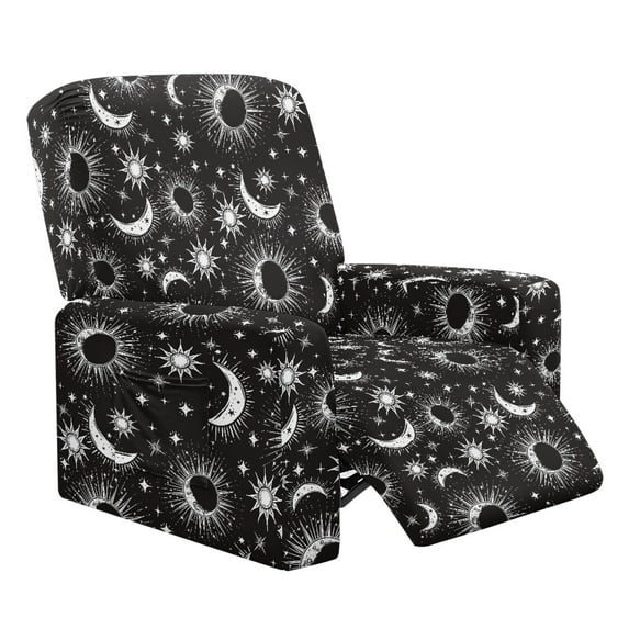 Kuiaobaty Sun Moon Star Print Reclining Sofa Slipcover Single Seater Washable Recliner Chair Cover Large Soft Lazy Boy Chair Cover Breathable with Elastic Bottom for Living Room