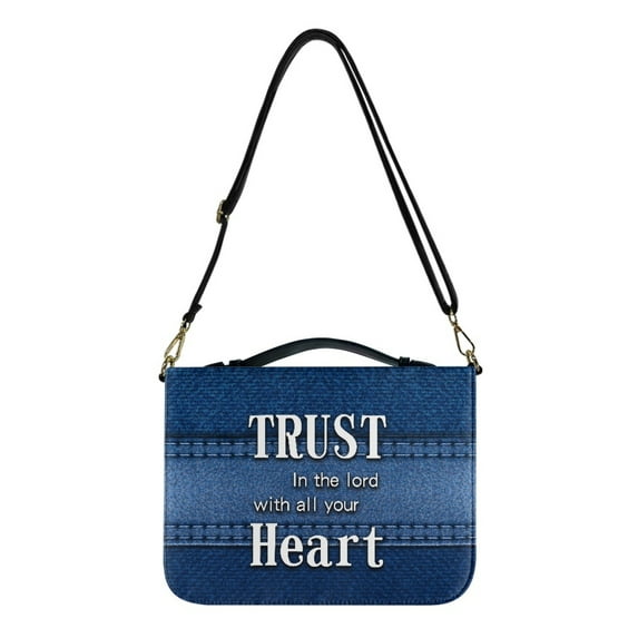 Kuiaobaty Sunflower Butterfly Print Bible Covers for Women Men Trust in the Lord Bible Carrying Case Leather Church Bible Bag with Handle and Adjustable Shoulder Strap for Church Religious, L