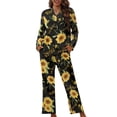 thumbnail image 1 of Kuiaobaty Sunflower Music Note Pajamas Women's Long Sleeve Sleepwear with Long Pants Soft Loungewear Pj Set Comfy Nightgown with Pockets, Black, S, 1 of 7