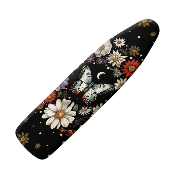 Kuiaobaty Universal Fit Ironing Board Cover Stretchable Edge with Hook and Loop Fastener Soft Polyester Spandex Iron Board Cover, Easy to Install, Butterfly Floral Moon