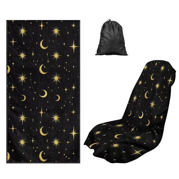 Kuiaobaty Universal Towel Automotive Seat Covers Sun Moon Star Print Towel Bucket Seat Covers for SUV Truck Sedan Multi-Purpose Absorbent Athletic Towels for Car Seats