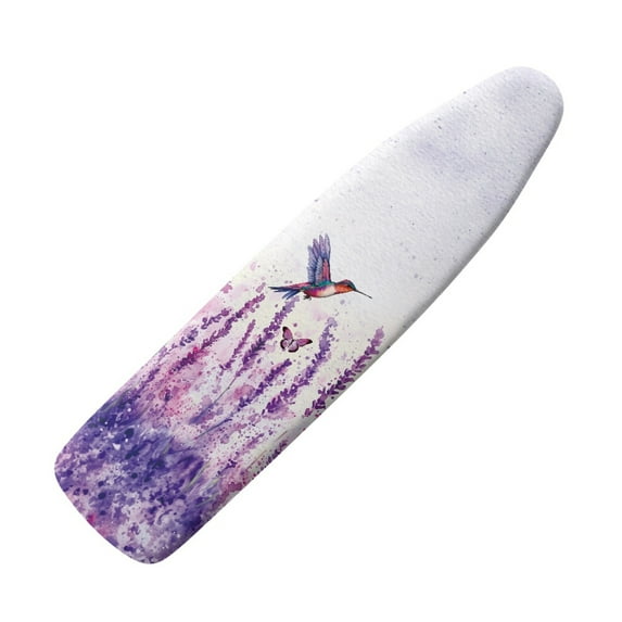 Kuiaobaty Washable Ironing Board Cover Iron Dust Cover Protector Cover with 3 Fasteners and Elastic Edge Easy to Install Snug Fit Ironing Board, Hummingbird Butterfly Lavender Violet