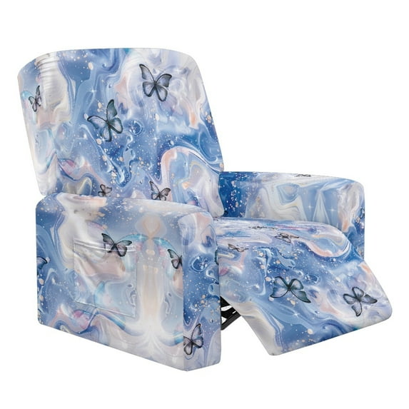 Kuiaobaty Watercolor Butterfly Recliner Couch Cover with Elastic Bottom Breathable Reclining Slipcover Easy Installation Recliner Chair Cover Large Thick Reclining Sofa Slipcover for Pets