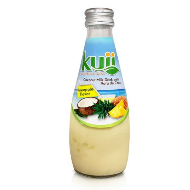 Kuii Coconut Milk Drink with Nata de Coco Pineapple Flavor 9.8 fl oz, Quantity of 12