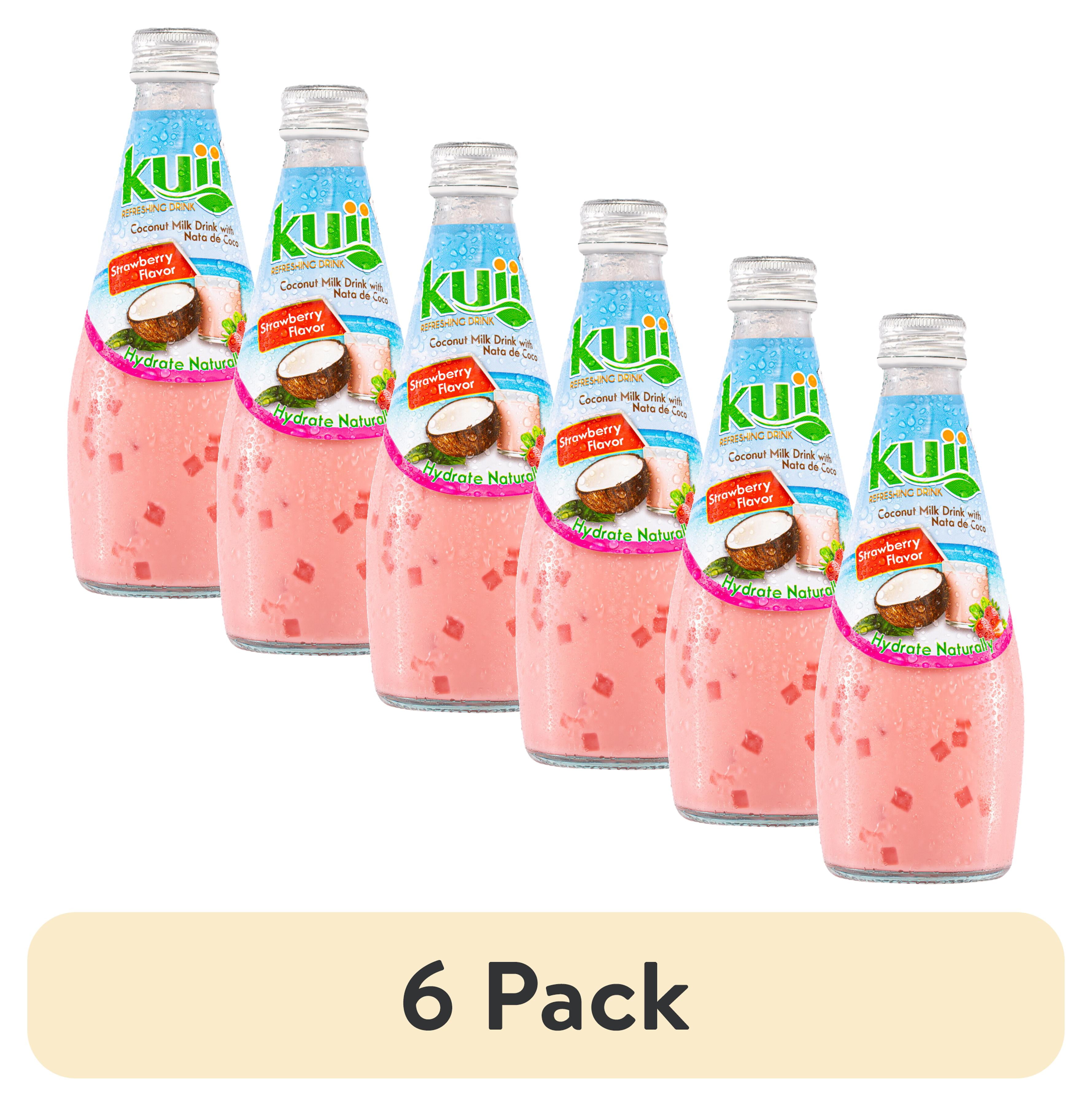 Kuii Nata De Coco Strawberry Coconut Milk, 290 ml Bottle(6 pack