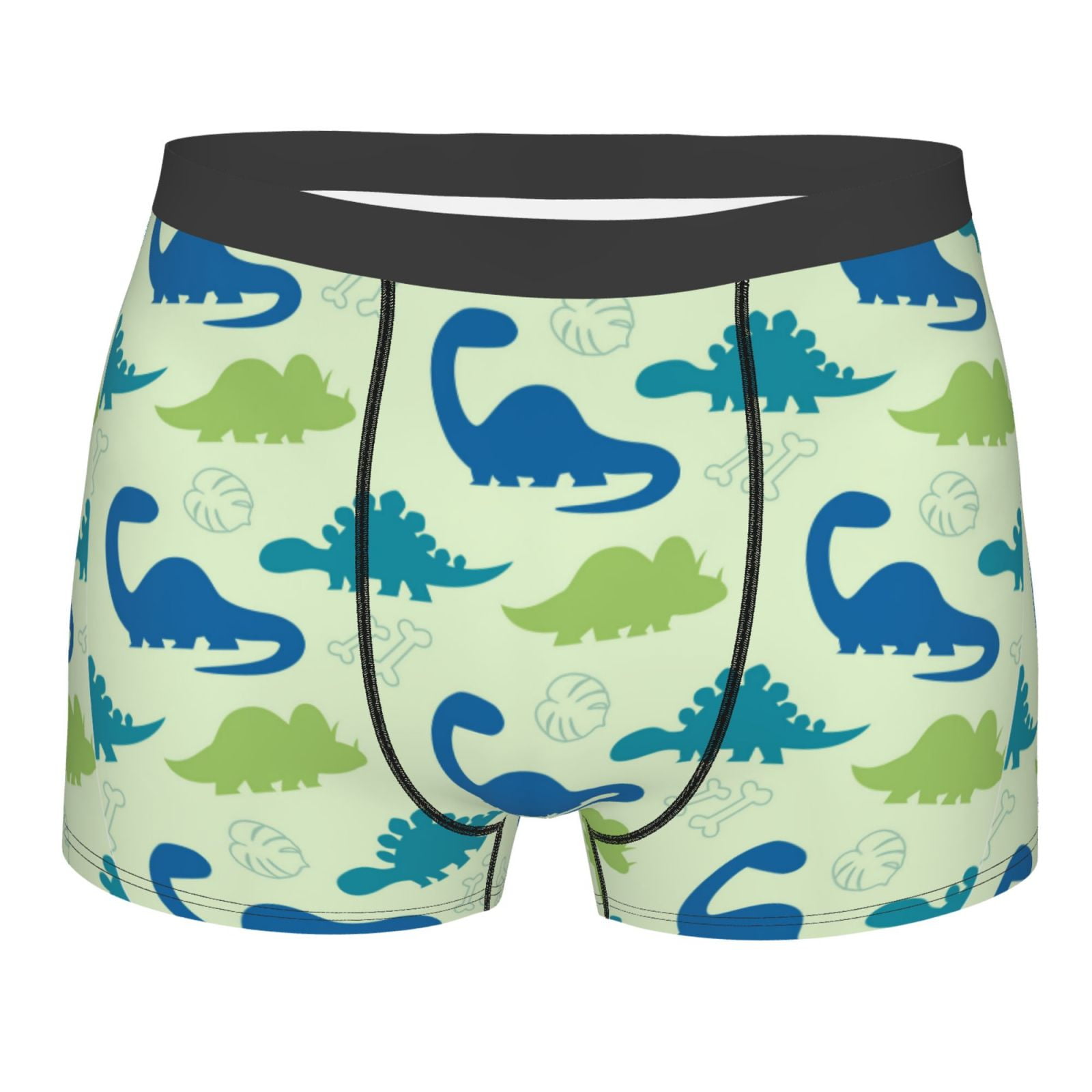 Kuilepa Cute Dinosaur Blue Green Print Mens Boxer Briefs Moisture