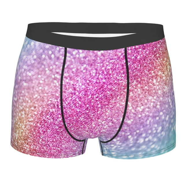 Kuilepa Fun Rainbow Pink Print Mens Boxer Briefs Moisture Wicking