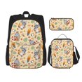 Kuilepa Happy Summer With Gnome Print Backpack for Bookbag 3Pcs Bookbag