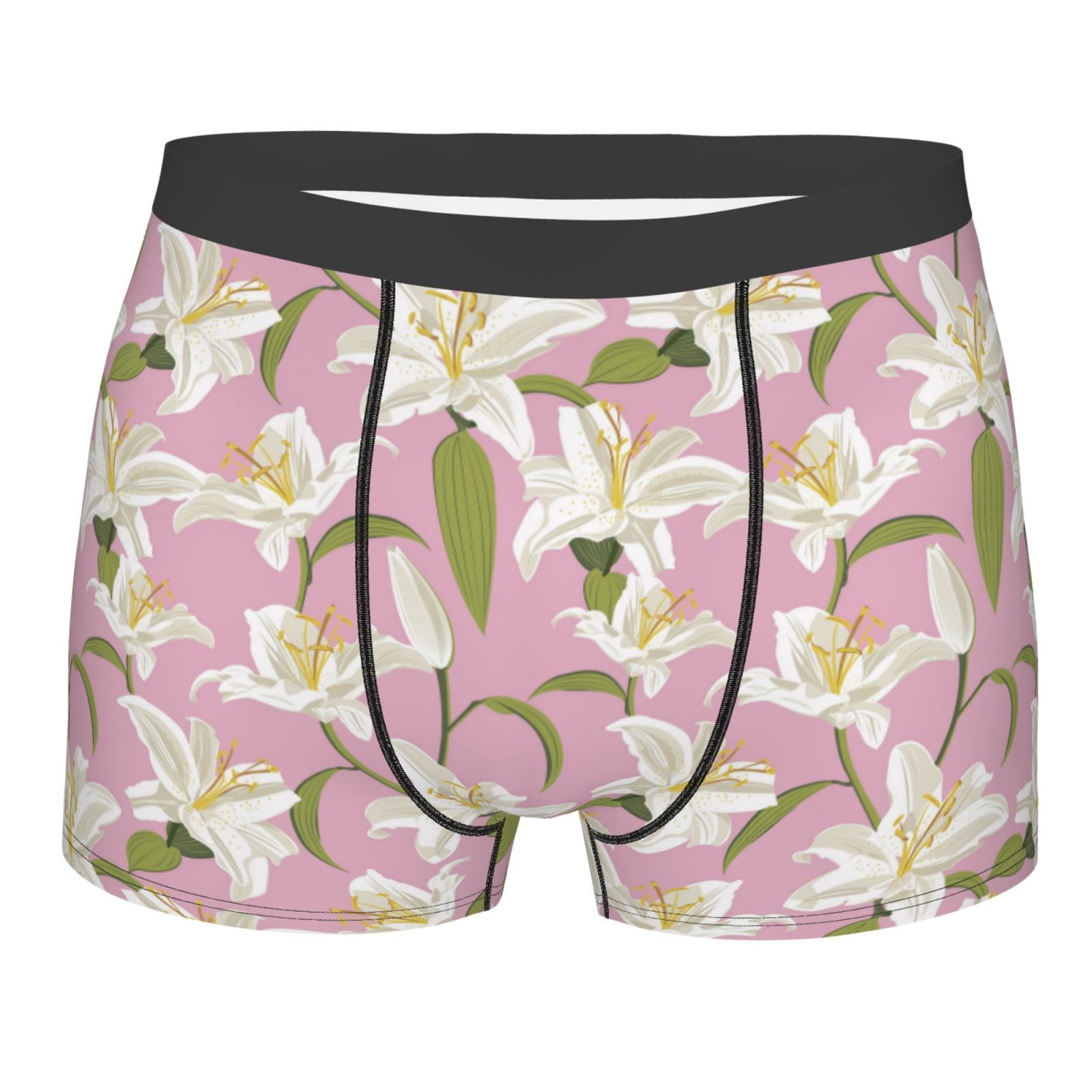 Kuilepa Lilies Flowers Print Mens Boxer Briefs Moisture Wicking